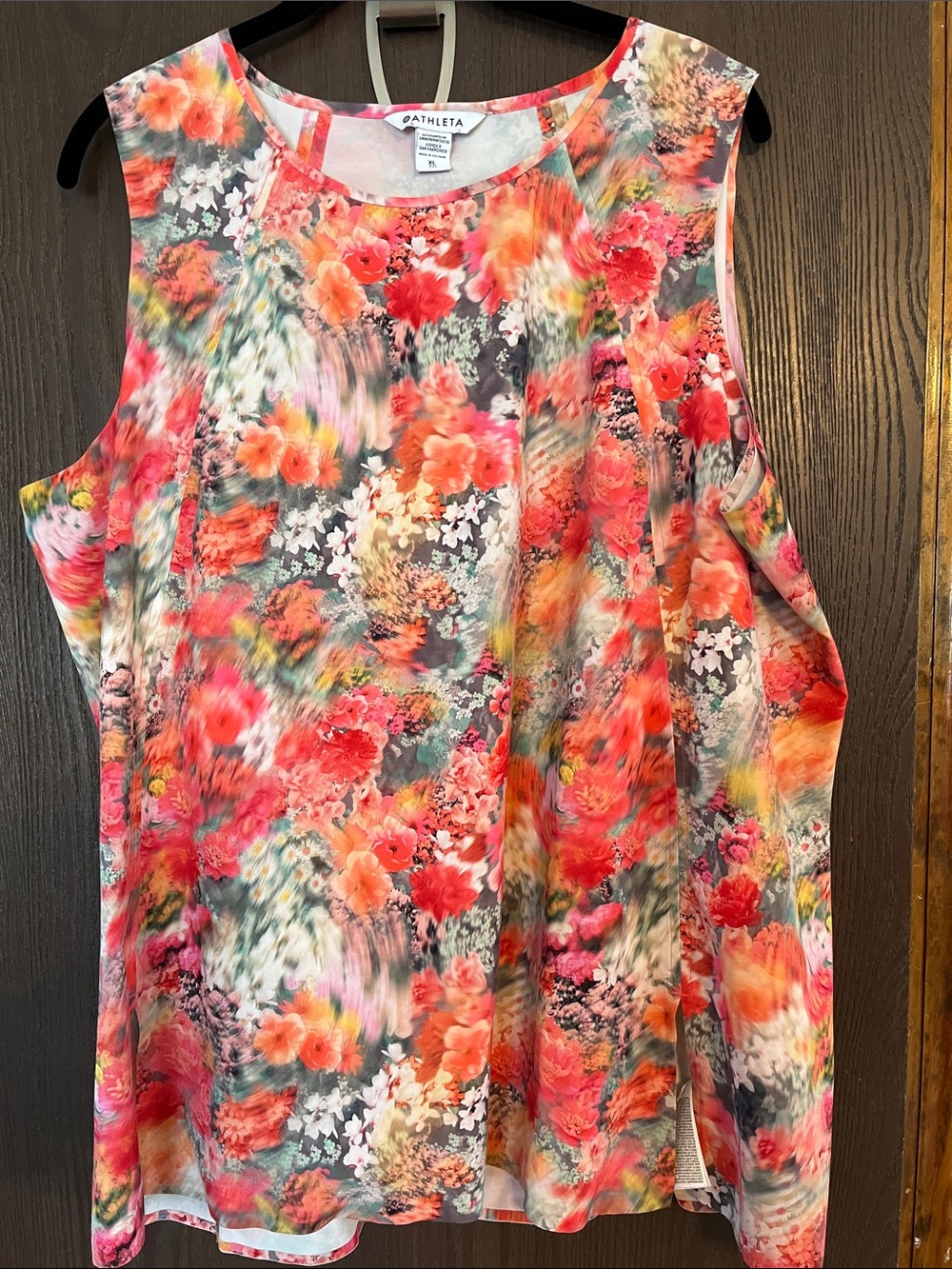Athleta Coral and Pink Floral Sleeveless Tank